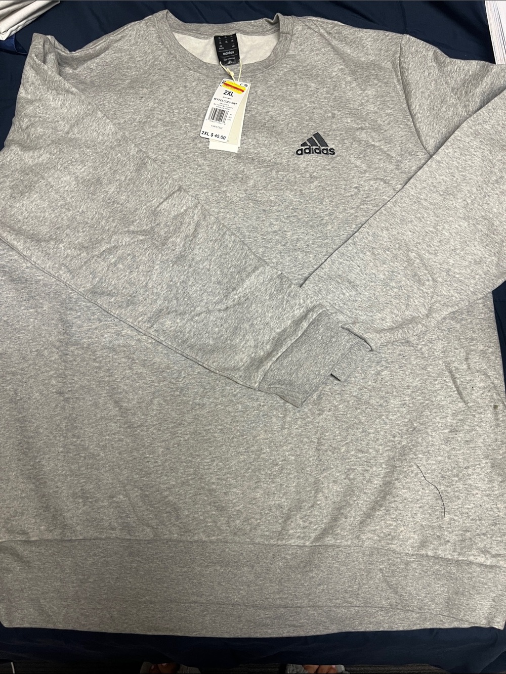 adidas Men's Light Gray Crewneck Sweatshirt